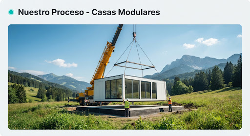 Grua instalando una casa modular